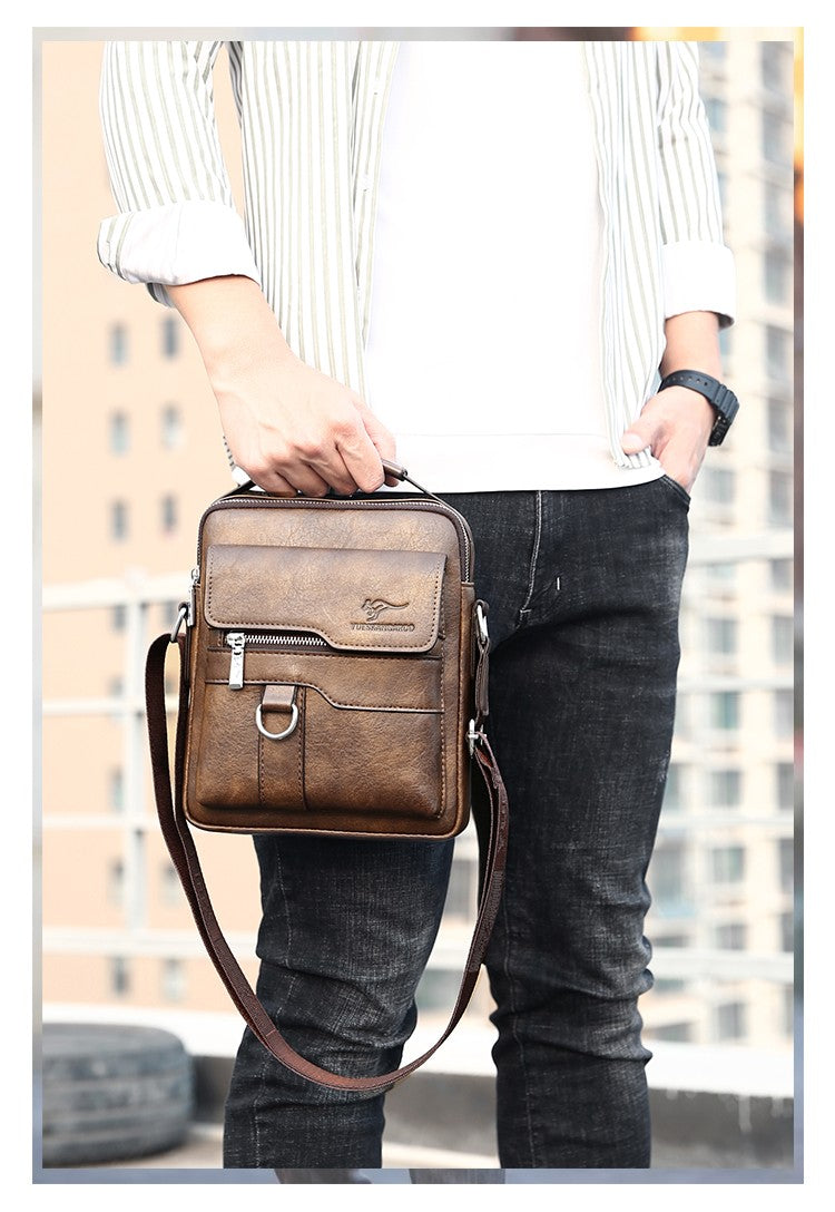 Kangaroo Luxury Brand Men Sling Bag Leather Side Shoulder Bag For Men Husband Gift Business Messenger Crossbody Bag Male Handbag
