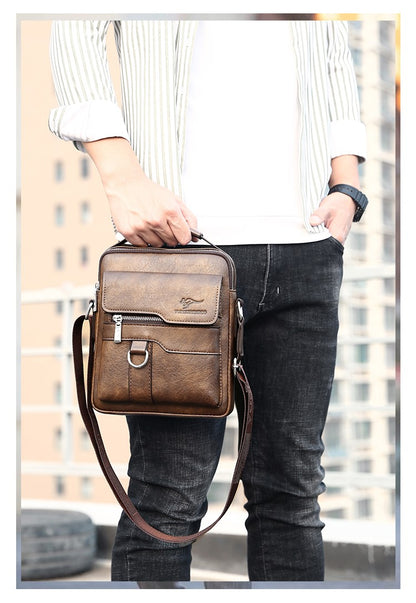 Kangaroo Luxury Brand Men Sling Bag Leather Side Shoulder Bag For Men Husband Gift Business Messenger Crossbody Bag Male Handbag