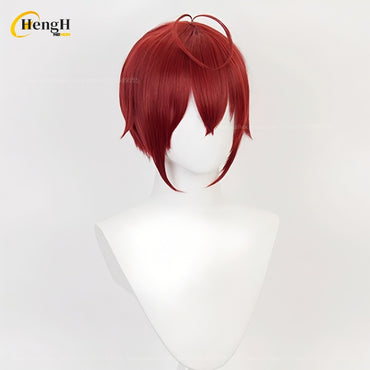 In Stock Anime Riddle Short 30cm Red Cosplay Anime Wig And Headwear Heat Resistant Synthetic Hair Halloween Party Wigs + Wig Cap