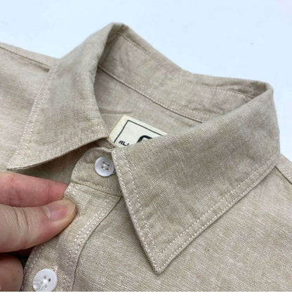 Sold Color Mens Cotton Linen Shirts Harajuku Casual Simple Comfortable Long Sleeve Loose Buttons Blouses Shirt With Chest Pocket