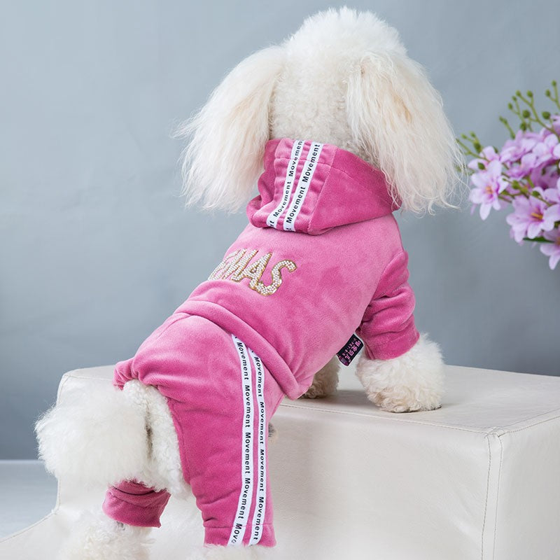 Roupa de cachorro para cães pequenos, gatos, roupas de inverno quentes para animais de estimação, macacão de veludo macio, moletom com capuz para filhotes, macacão para Chihuahua