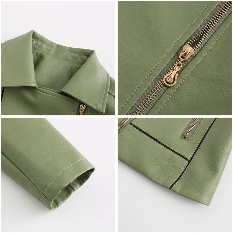 Red PU Faux Leather Jacket Women fashion Casual Biker Jackets Outwear Female Tops spring and autumn Black Leather Jacket Coat