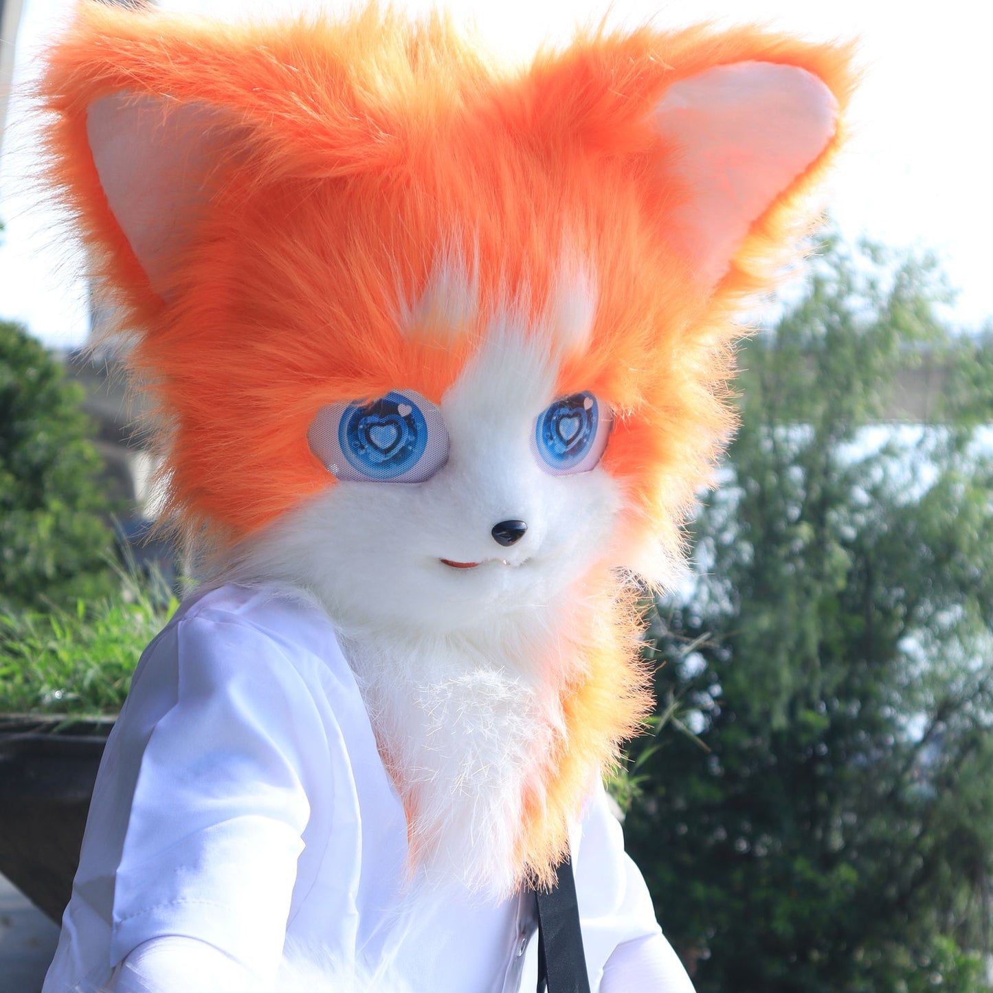 Animal Furry Fursuit Head Mask Plush Cat Fox Mask Costume Props for Halloween Cosplay Party
