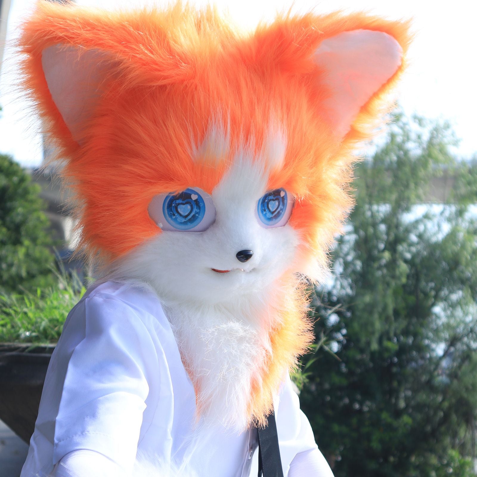 Animal Furry Fursuit Head Mask Plush Cat Fox Mask Costume Props for Halloween Cosplay Party