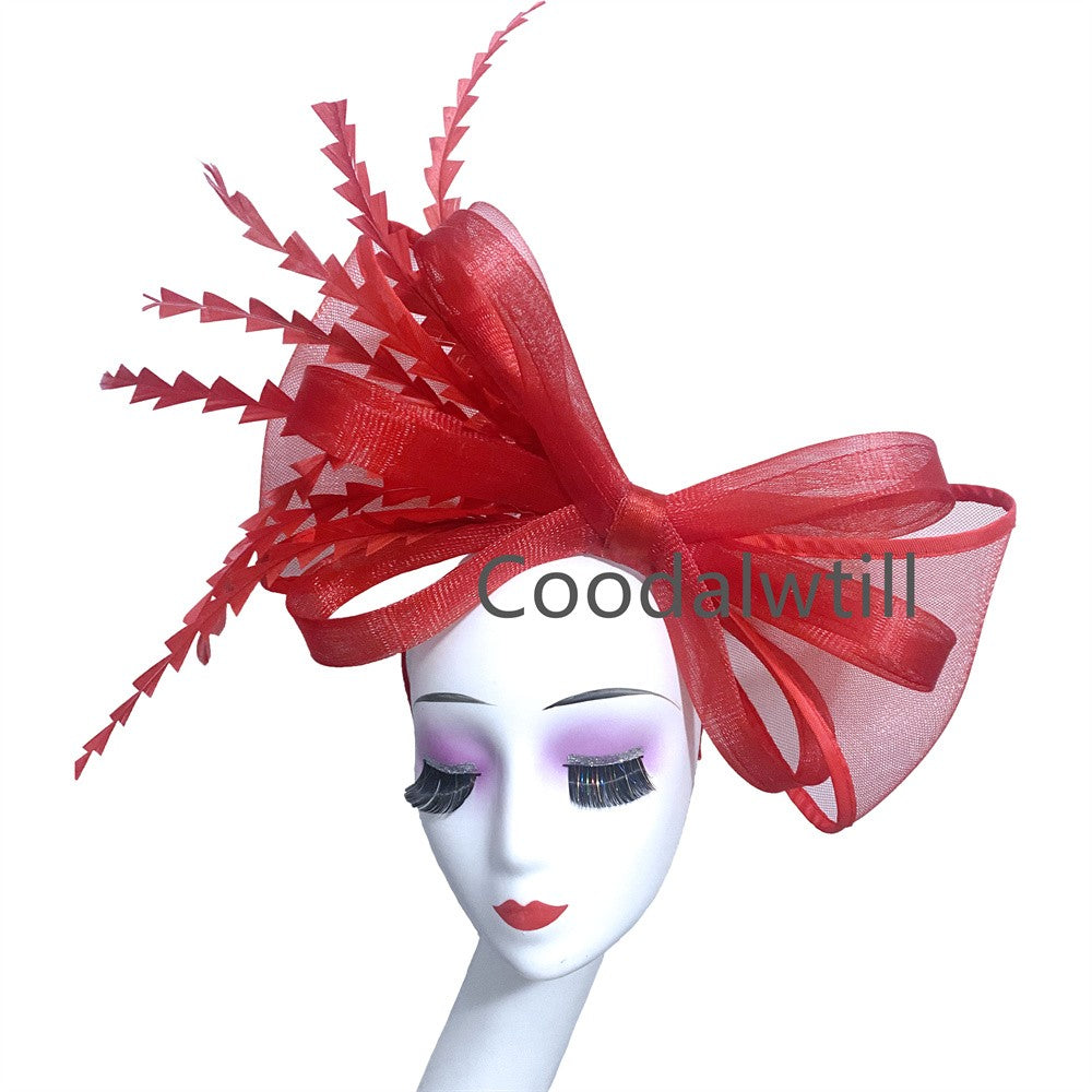 White Church Fascinator Women Wedding HAT Bow Feathers Headwear Elegant Bride Marriage Pillbox Cap Party Headpiece For Ladies