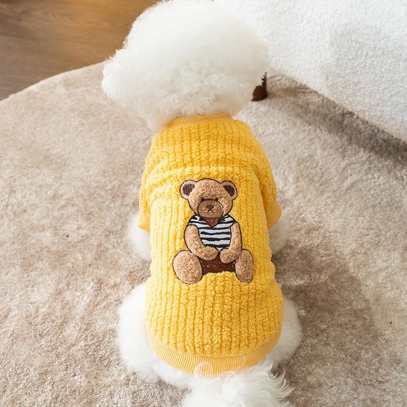 Moletom de Luxo com Capuz para Cães, Roupas Quentes de Inverno para Cães, Moletom Fofo e Macio para Filhotes, Estampa de Urso, Moletons para Gatos, Suéteres para Animais de Estimação, Roupas para Bichon