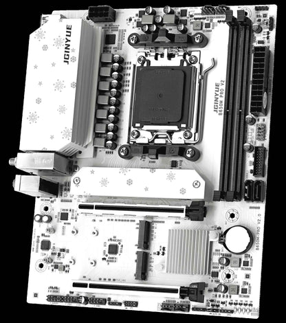 Placa-mãe JGINYUE B650M PRO V2 AM5 M-ATX para processadores AMD® Ryzen™ 7000/8000/9000 Series DDR5 RAM de até 96GB e 3 Slots M.2 para computadores (sem Wi-Fi)