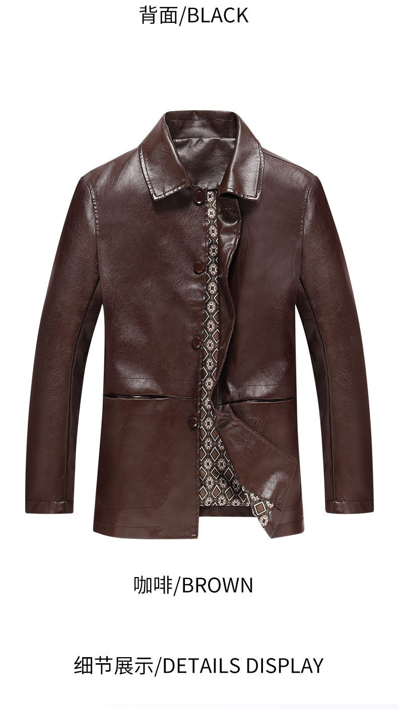 2025 Men's Soft PU Leather Jackets Business Office Coats Breathable Solid Male Faux Leather Jackets Warm Outerwear Plus Size 7XL