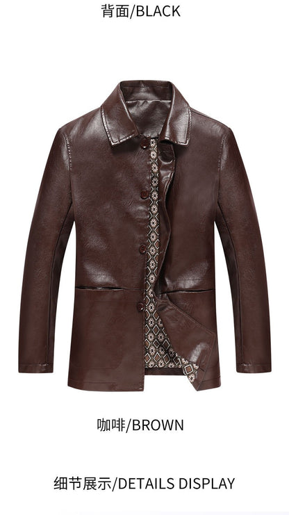 2025 Men's Soft PU Leather Jackets Business Office Coats Breathable Solid Male Faux Leather Jackets Warm Outerwear Plus Size 7XL