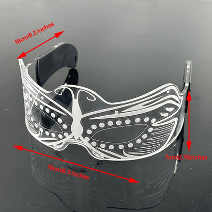 Led Luminous Glasses Bar Masquerade Concert Rave Goggles Rainbow Space Robot Futuristic Led DJ LIGHT Glasses Star Y2k Glasses