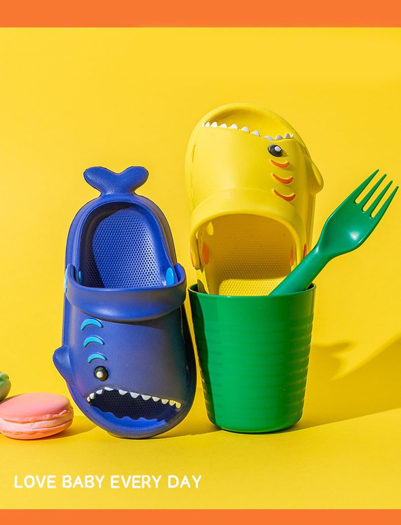 Children Sandals Kids Cartoon Shark Summer Toddler Boys Girls Soft Sole Baby Shoes Anti-Slip Slippers