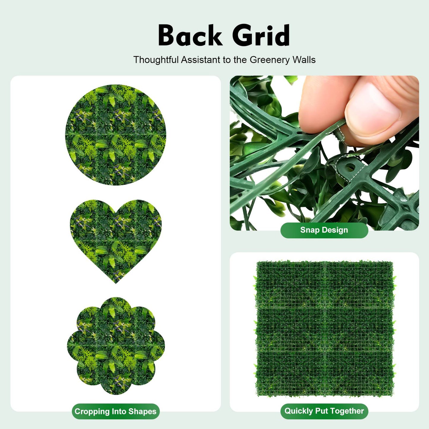 6 Pack Artificial Greenery Wall 60x40cm Faux Plant Panel for Garden Balcony Porch Wedding Party Indoor Outdoor Decoration
