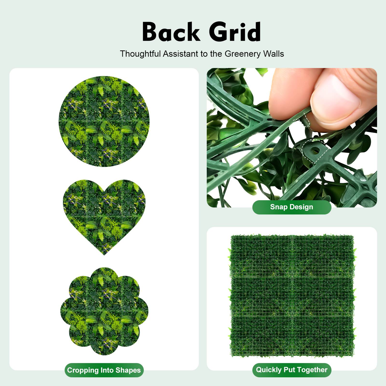 6 Pack Artificial Greenery Wall 60x40cm Faux Plant Panel for Garden Balcony Porch Wedding Party Indoor Outdoor Decoration