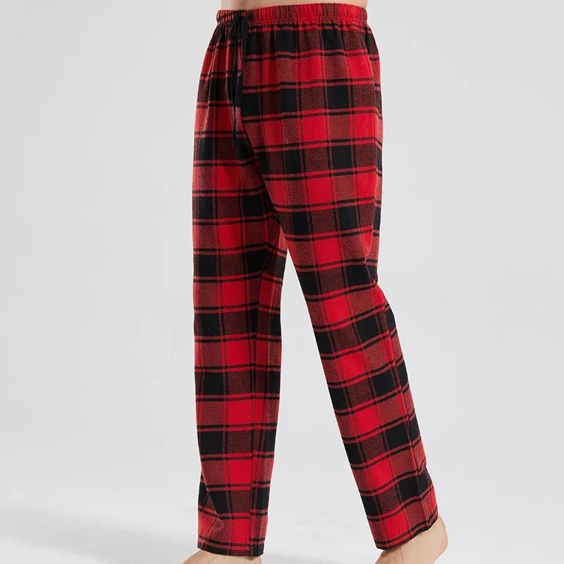Fashionable casual plaid red plaid pajama pants new men's plaid pajamas soft and comfortable elastic waistband slacks