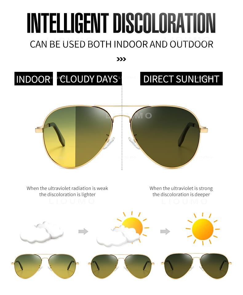 Top Brand Pilot Photochromic  Sunglasses Men Polarized Day Night Driving Glasses Women Chameleon Goggles Unisex sonnenbrille