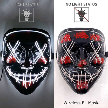 Wireless Purge Luminous LED Mask Adult Full Face Headgear Costumes Cosplay Mask Carnival Horror Masquerade Glow In The Dark