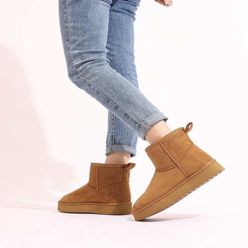 Comwarm Winter Snow Boots For Women Thick Bottom Plush Fluffy Snow Boots Comfort House Fur Boots Non-Slip Platform Cotton Shoes