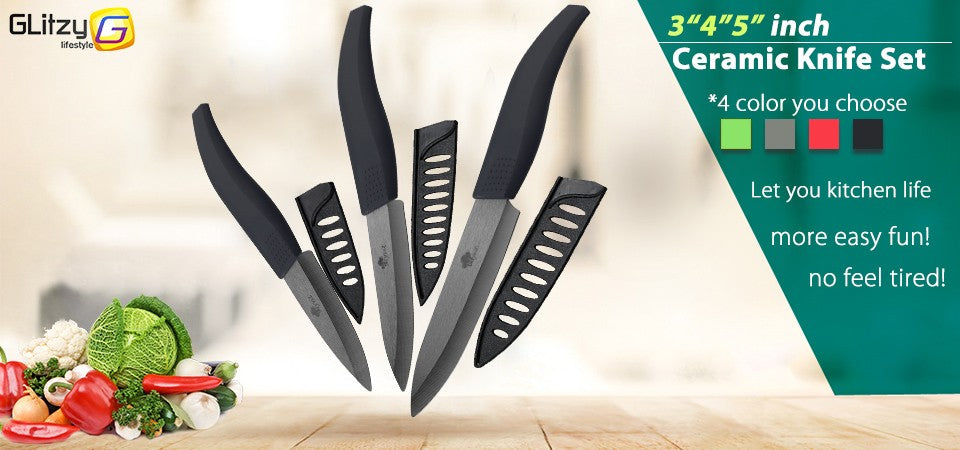 Ceramic Knives Set for Kitchen 3 4 5 6inch Chef Knife Anti-slip Handle Rustproof Blade Fruit Vegetable Slicer Paring Cook Cutter