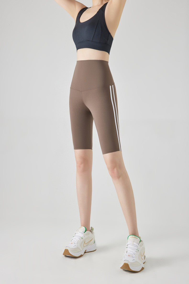 Five-point Summer Versatile Pants Side Stripe Sports Shark Pants Women's Outerwear Long Pants High Waist Seamless Barbi