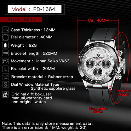 40mm New V2 PAGANI DESIGN Men's Quartz Watches Sapphire Retro Chronograph Stainless Steel Waterproof Watch Men Relogio Masculino