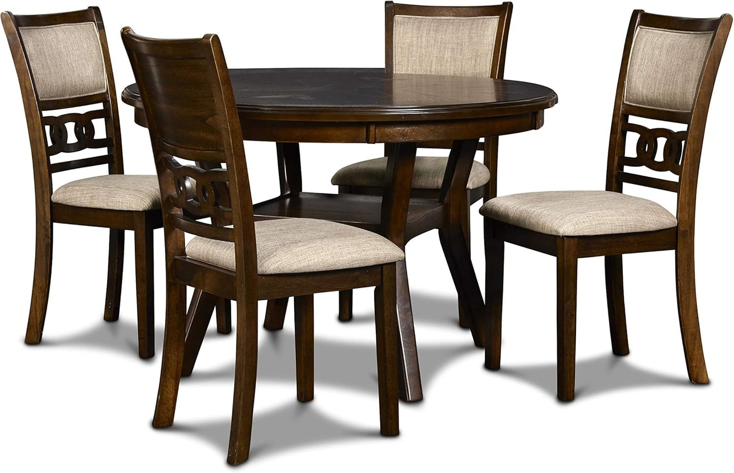 5-Piece Round Dining Set, 47-Inch Table & 4 Chairs, Cherry Finish