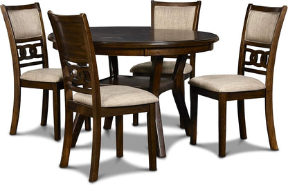 5-Piece Round Dining Set, 47-Inch Table & 4 Chairs, Cherry Finish