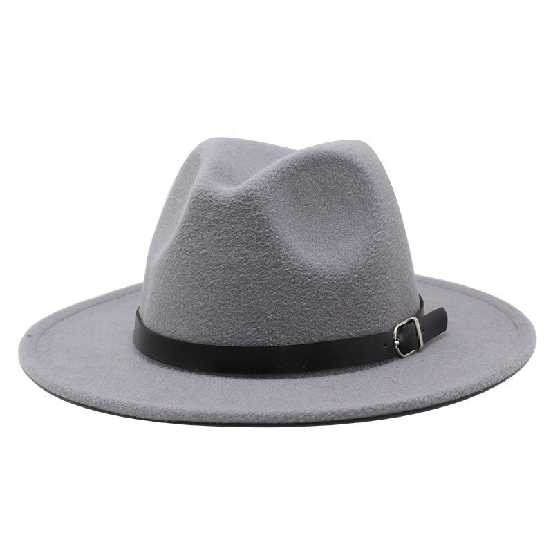 Men's fedora hat Men's and women's universal solid color fedora hat Women's 21 color wide brim jazz hat Autumn and winter Britis