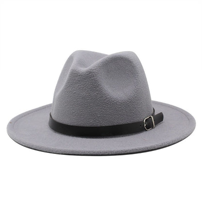 Men's fedora hat Men's and women's universal solid color fedora hat Women's 21 color wide brim jazz hat Autumn and winter Britis