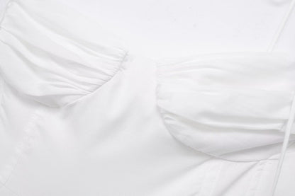 TFMLN New Elegant Women's Tierred Long Dress Summer Classic Fashion Solid Side Zipper Dresses High-Waist A-line Party Soft Dress