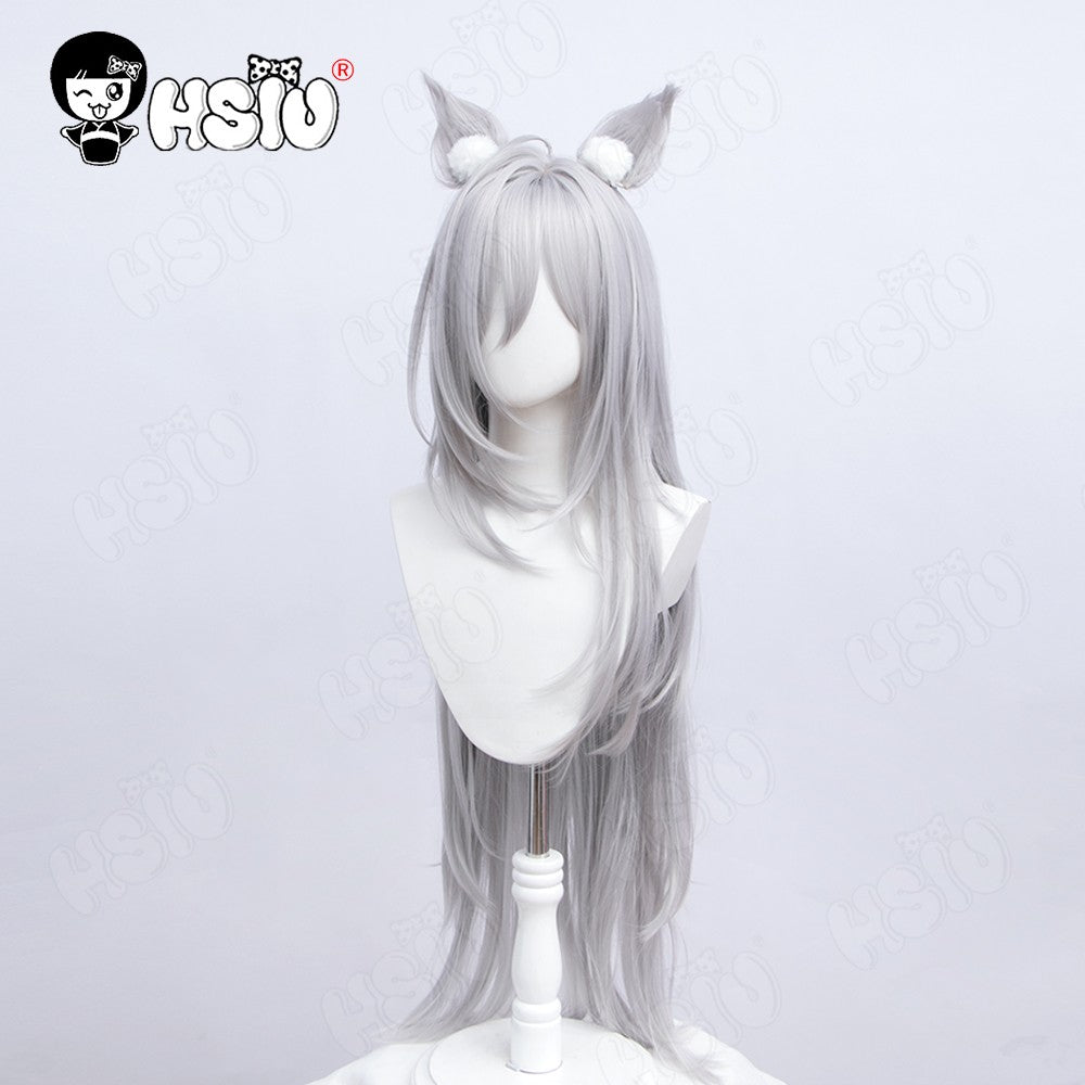 Sunaokami Shiroko Cosplay Peruca Fibra sintética de vestuário Peruca de cosplay de Blue Archive?HSIU ?Peruca longa prata acinzentada+Touca de peruca