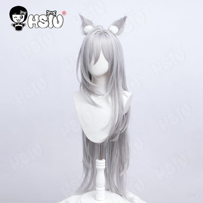 Sunaokami Shiroko Cosplay Peruca Fibra sintética de vestuário Peruca de cosplay de Blue Archive?HSIU ?Peruca longa prata acinzentada+Touca de peruca