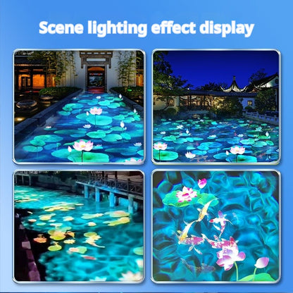 Projetor de Ondas de Água Dinâmicas Externo, Holofote com Padrão de Lótus para Iluminação Criativa de Ambiente em Jardim e Pátio