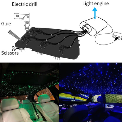 16W RGBW Fiber Optic Star Ceiling Light Kit Sound Activated APP Starry Sky Fiber Optic Light for Car roof Stars home decorating
