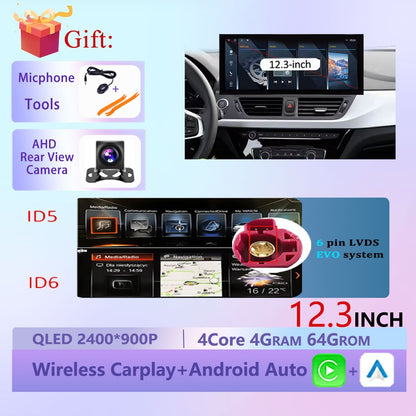 Estéreo Touchscreen Wireless CarPlay Android 15 Para BMW Série 1 F20 F21 F22 F23 2016 - 2023 Sistema NBT/EVO WiFi GPS 4G F6NAVI