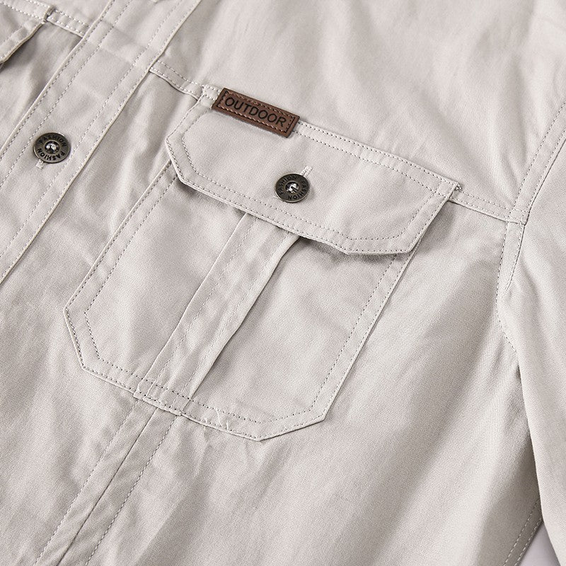 2024 Spring Cotton Cargo Shirt for Men Long Sleeve Multi-Pocket Shirts Outdoor Casual Colthing High Quality Militar Overshirt
