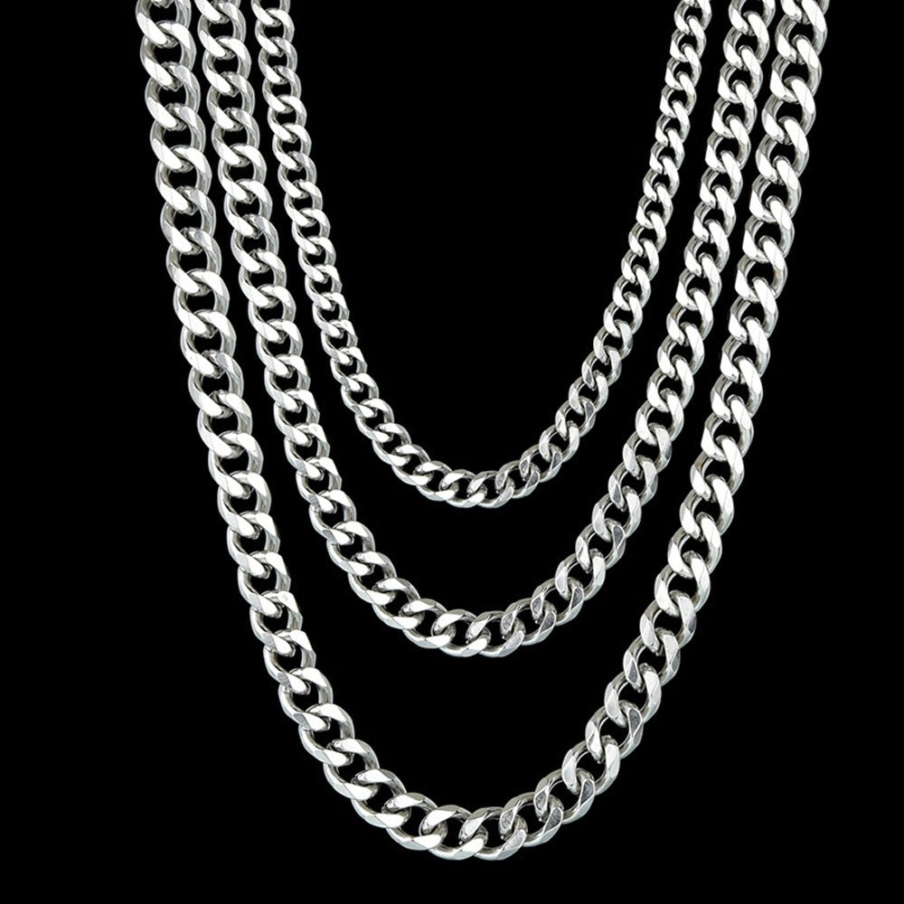 Corrente Masculina Cuban Link Tamanho 3.6/5/6/7/8/9mm Colar Punk Masculino de Aço Inoxidável Joias Masculinas da Moda Presentes para Homens