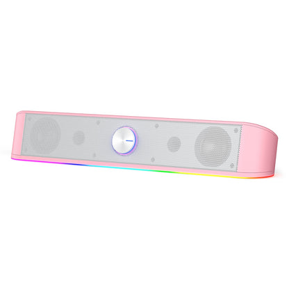 Soundbar de Mesa Redragon GS560 RGB, Alto-falante de Computador de 2.0 Canais com Áudio RGB Dinâmico