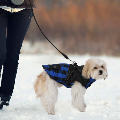 Jaqueta para Cães de Estimação com Arnês Inverno Quente Zíper nas Costas Casacos para Cães Pequenos, Médios e Grandes Roupas Refletivas Corta-vento Grossas