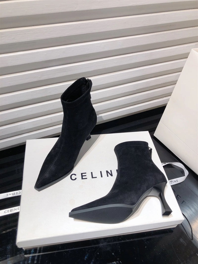 Autumn Women's High Heel Leopard Print Ankle Boots New Winter Pointed Head Thin Heel Chelsea Boots for Shoes Dress D503