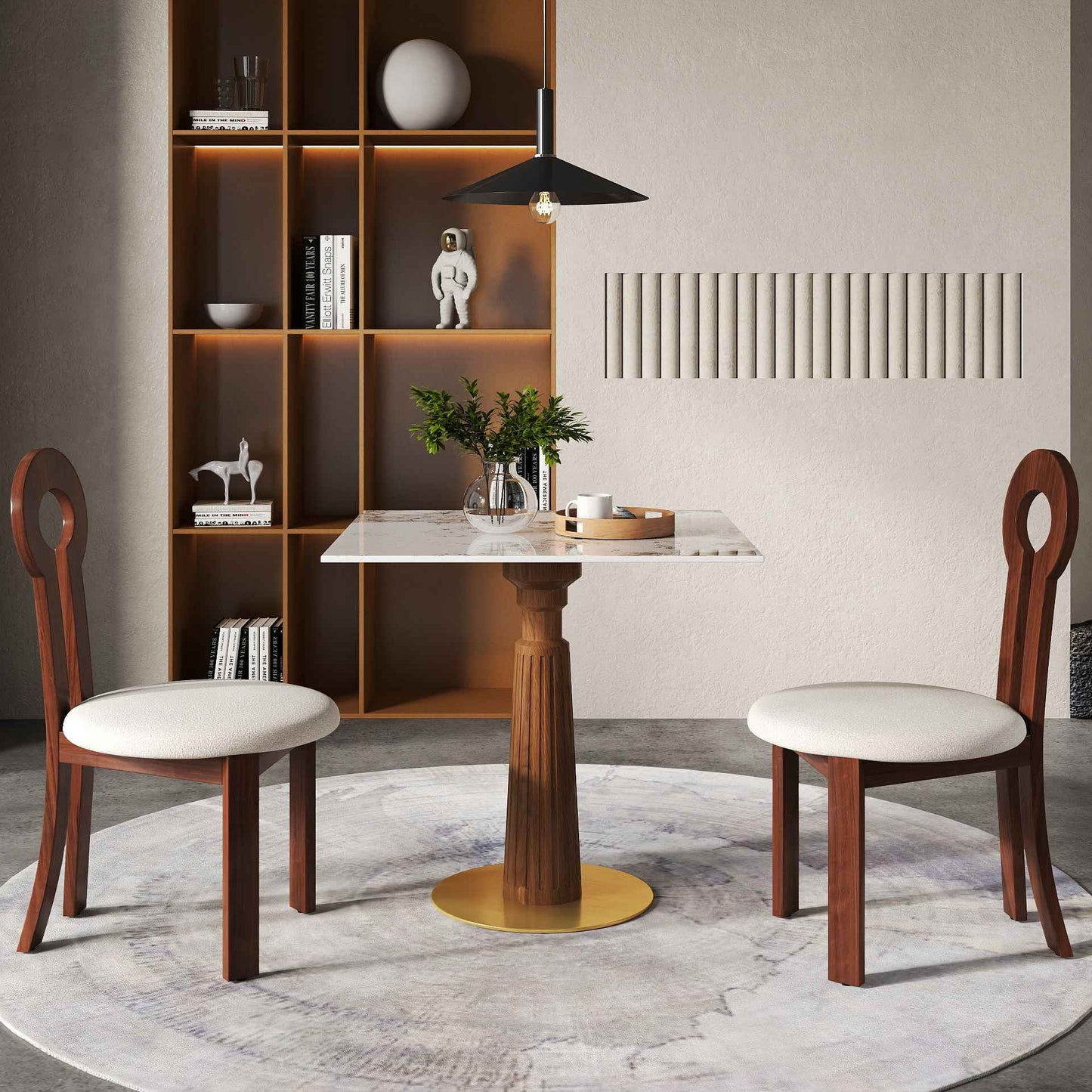 Voxhome Drop Shipping Sintered Stone Round Restaurant Dining 2 4 Seater Bistro Coffee Shop Table Set Breakfast Table and Chairs