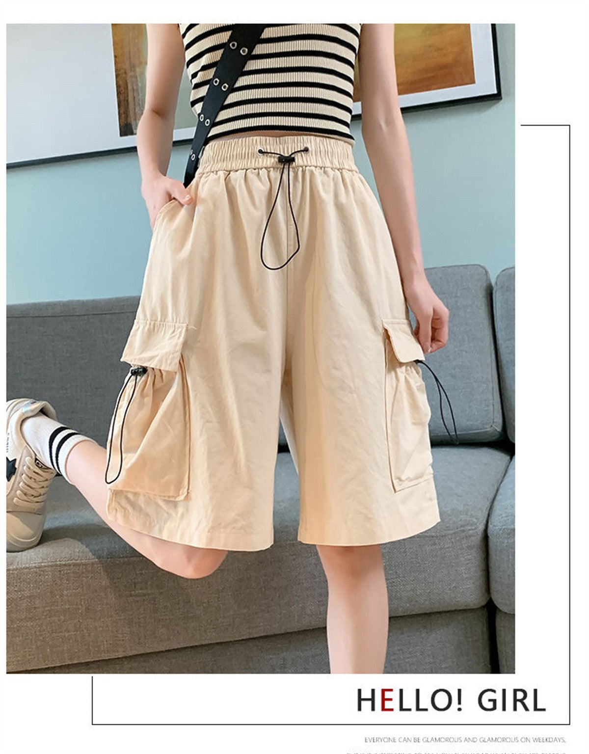 Solid Breathable Shorts Summer Women Fashion Trendy Brand Lightweight Drawstring Basketball Sports Fitness Large Middle Pants