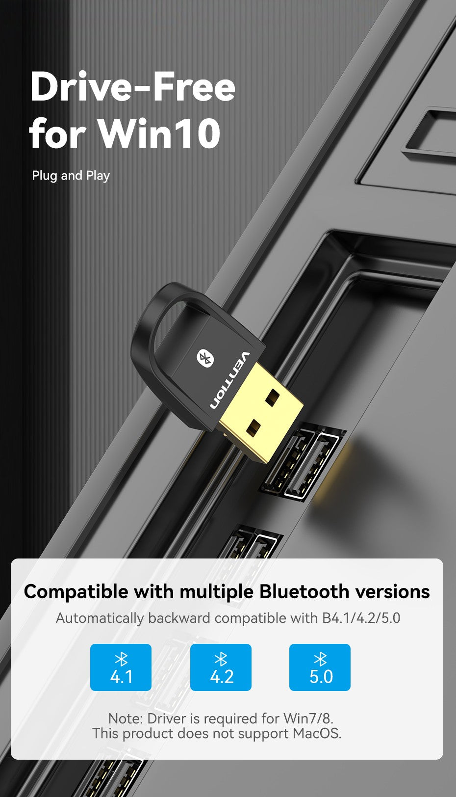 Vention USB Bluetooth 5.0 Adapter Wireless for PC Windows 7/8/8.1/10/11 Bluetooth Receiver & Transmitter For Speaker Earbuds