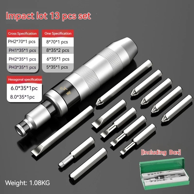 Conjunto de Chaves de Impacto Reversíveis Manuais (7/13 Peças) - Ferramenta Manual Durável para Soltar Parafusos Enferrujados/Travados