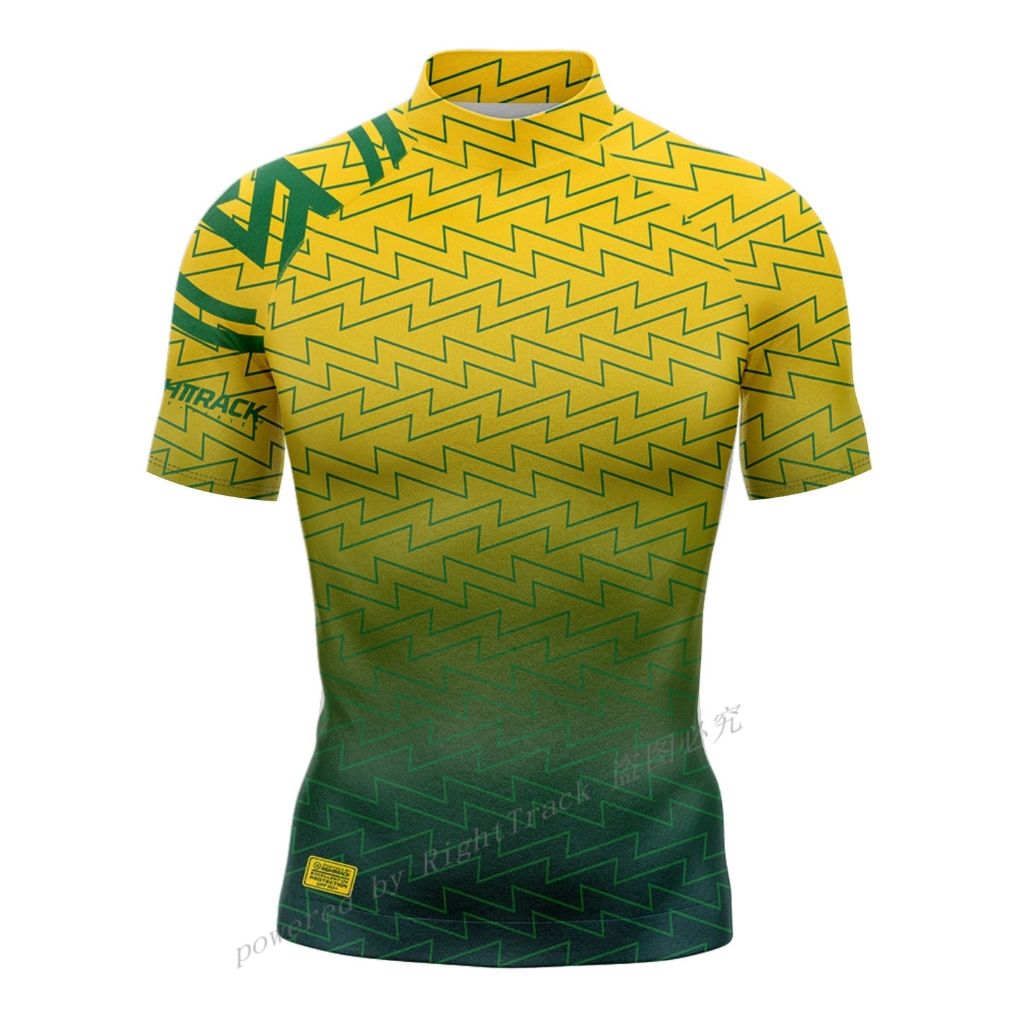 Hot Men's Short Sleeve Surfing Shirt Champion Lycra Rashguard RIGHTTRACK For Surf Sportswear Beach UV Swimwear UPF50+ Clothes