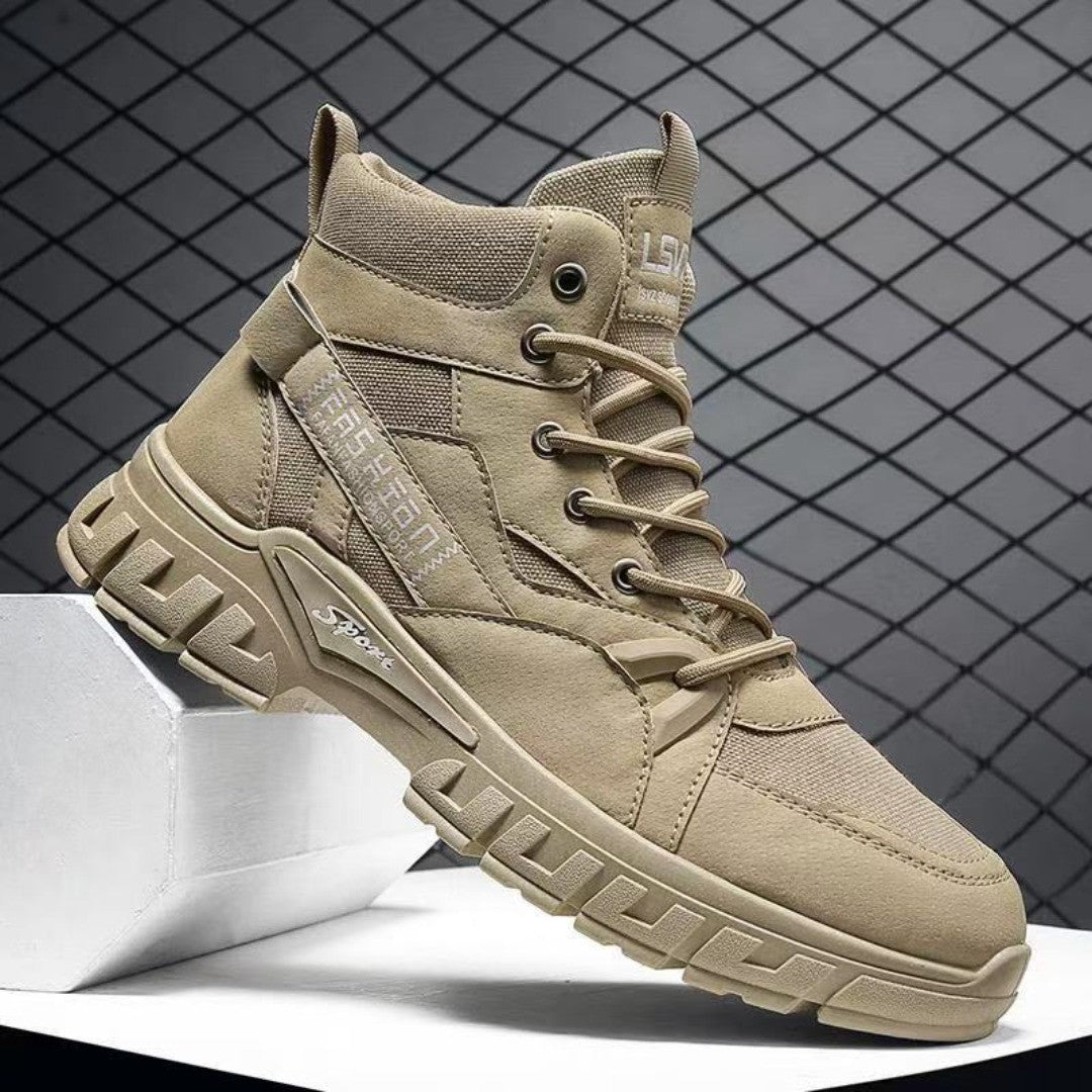 2025 new men's retro high top work boots, anti slip and durable hiking shoes, comfortable tactical desert outdoor men's shoes