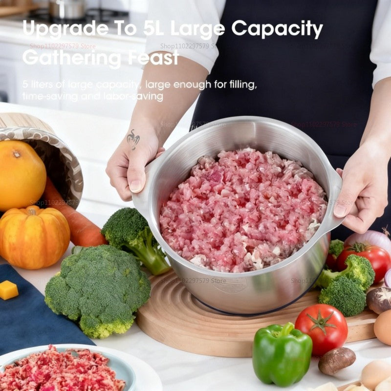 5L Multifunction Stainless Steel Body Kitchen Meat Grinder Electric Supplementary Food Processor 500W Electrical Food Crusher