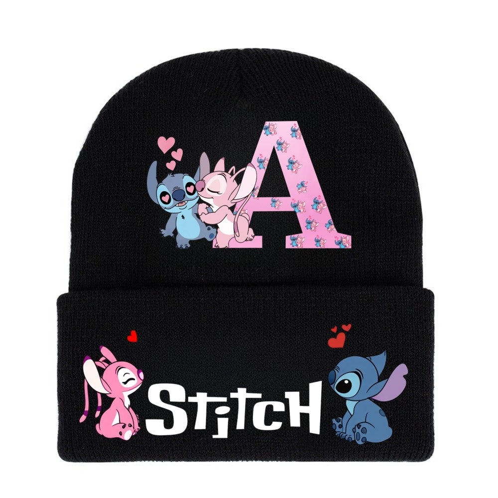 Disney Anime Stitch Chapéu Infantil de Malha com Estampa de Anime para Meninas Touca Gorro Gorro Quente de Malha para Ruas e Áreas Externas Kawaii Presente para Festa de Jogo