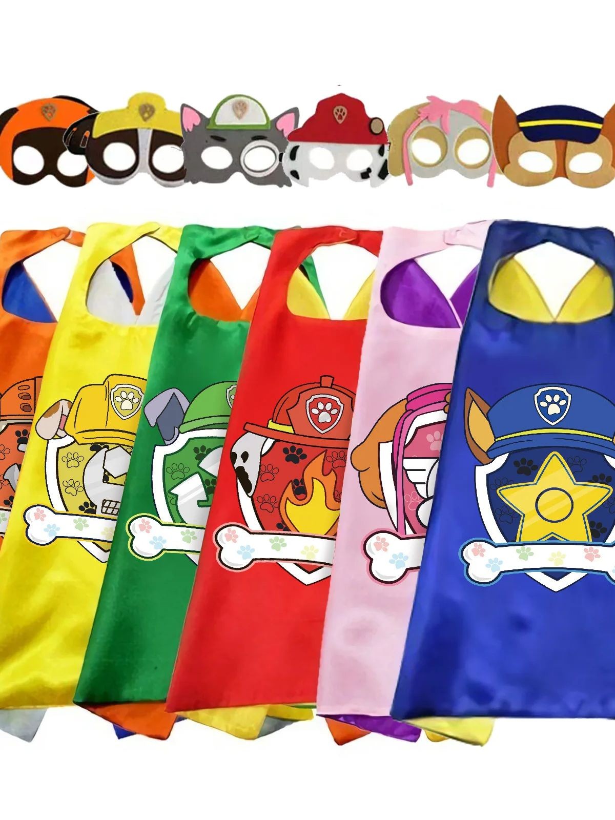 Anime Dog Patrol Kids Cosplay Costume Cape with Eye Mask Halloween Marshall Chase Skye Zuma Rubble Rocky Children's Dress-Up