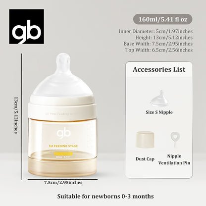 gb PPSU Baby Bottles 3 Sizes, Liquid Separation Tech, 7FB Breast-like Nipple & V-Valve Straw, No Spit-Up, BPA-Free