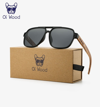 Oi Wood Sunglasses for Men Wood Sun Glasses Man Eyeglasses Polarizing Glasses UVA&B Protection Eyewear ECO-Friendly